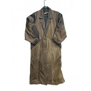 Vintage 80's 90's Winlit Women's Supple Leather Panel Trench Coat Size Medium
